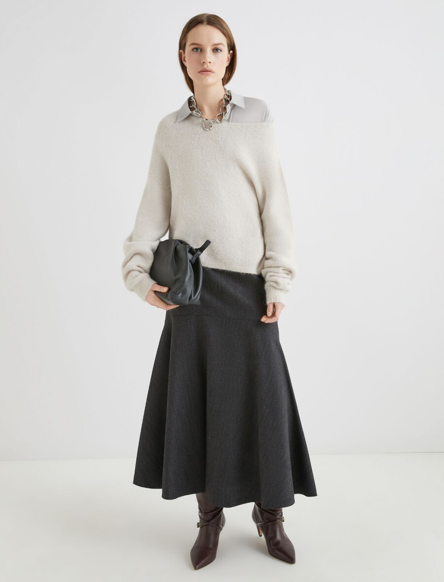 pull col rond en alpaga stretch - naturel