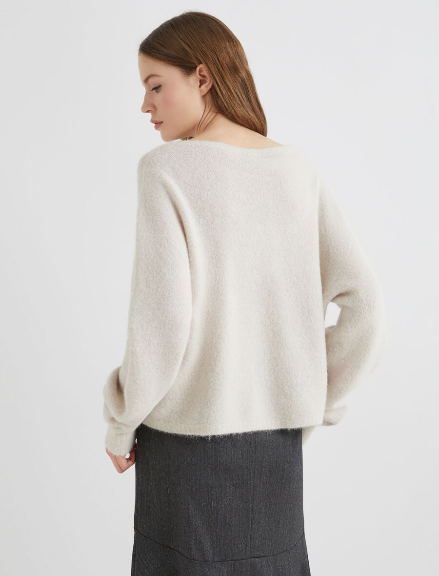 pull col rond en alpaga stretch - naturel