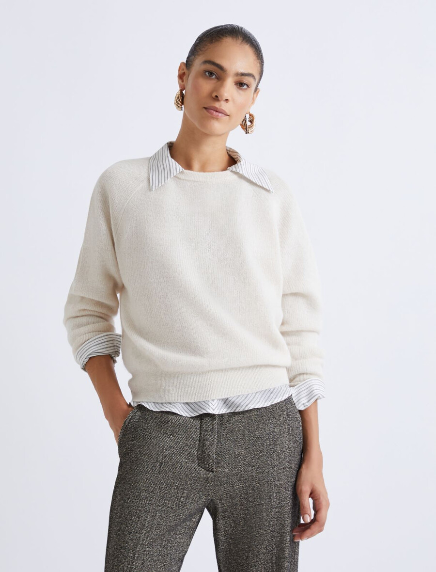 pull duveteux en mélange dalpaga - ivoire