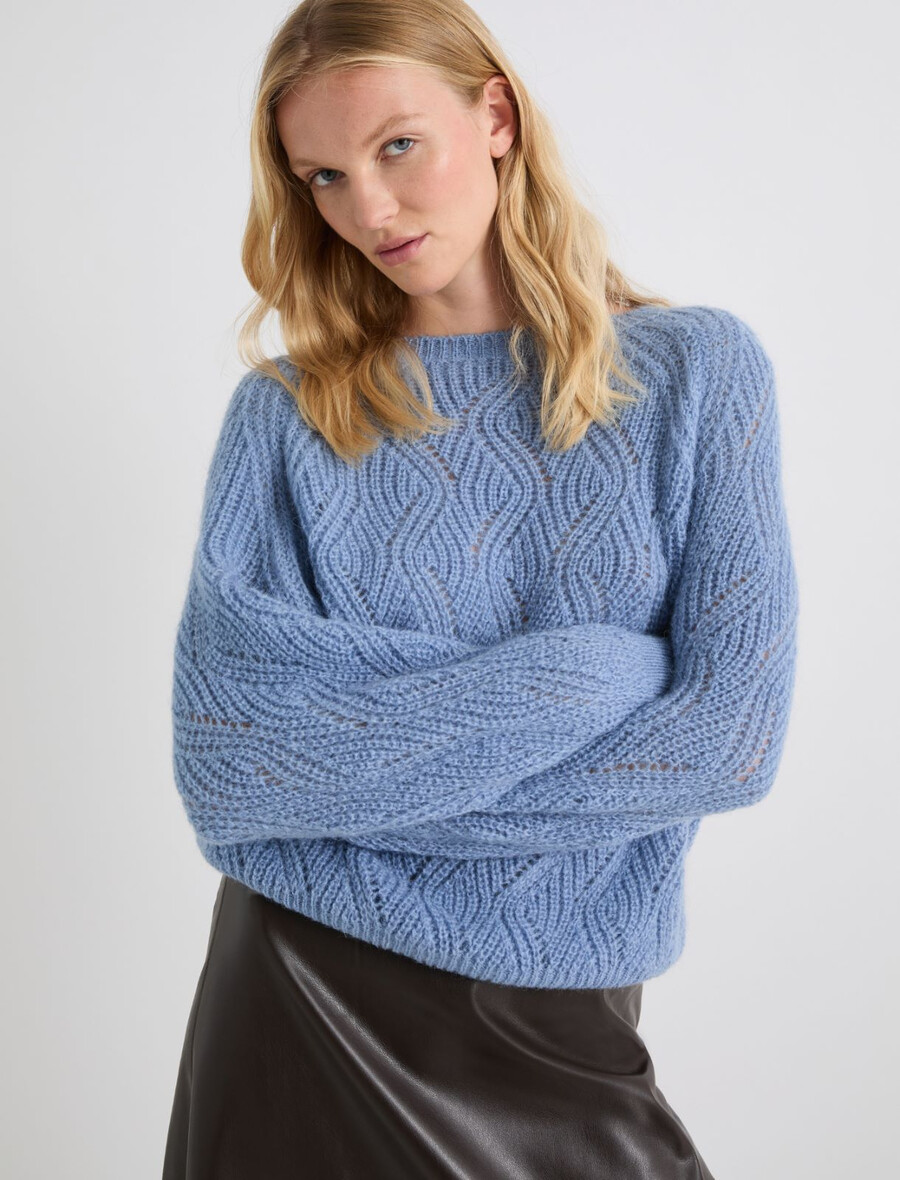 pull en laine mélangée dalpaga - bleu clair