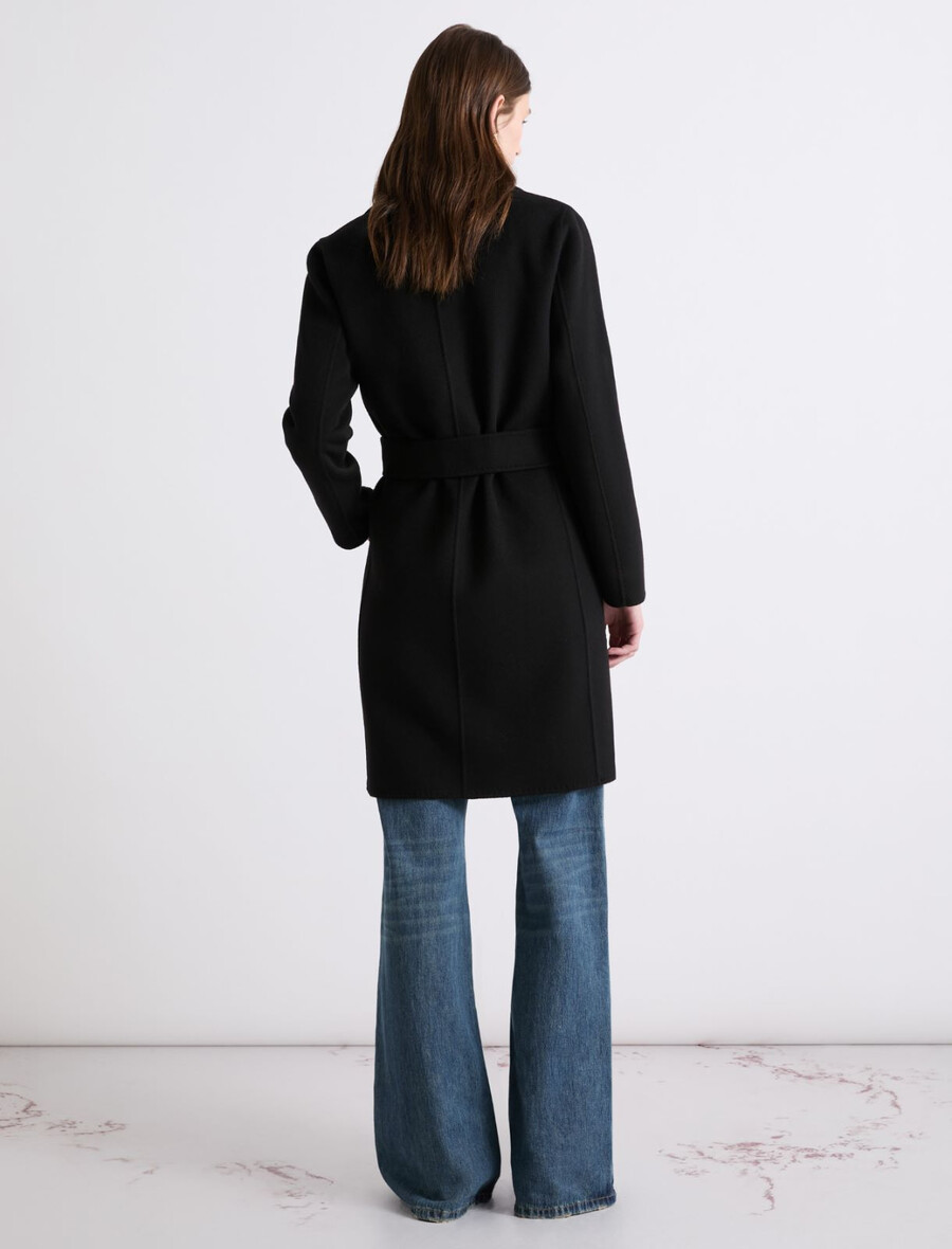 manteau croisé en tissu double - noir