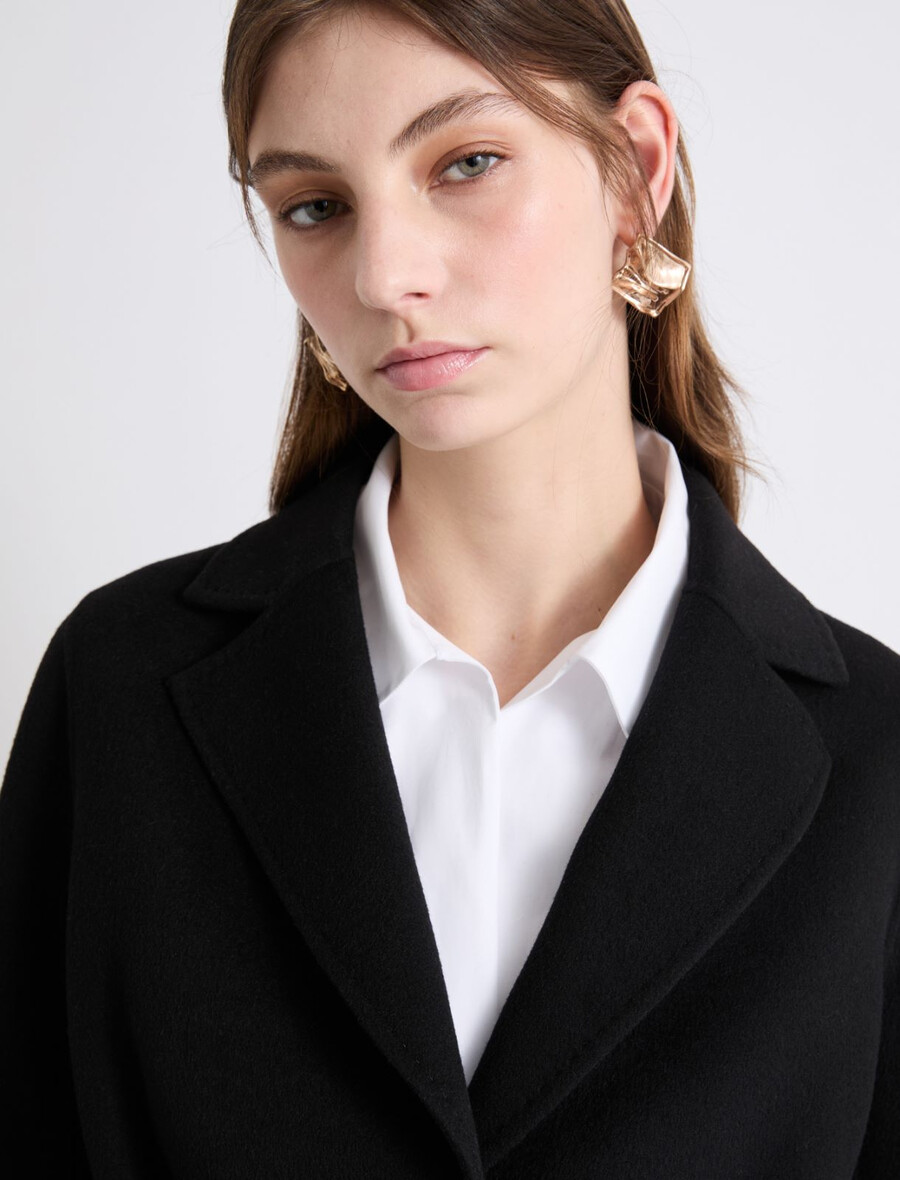 manteau croisé en tissu double - noir