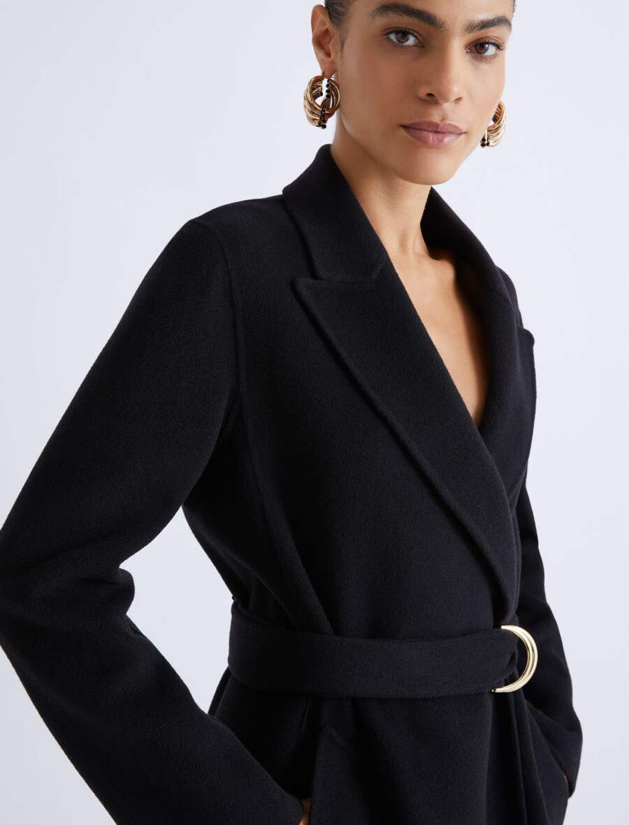 manteau en laine coupe droite - noir