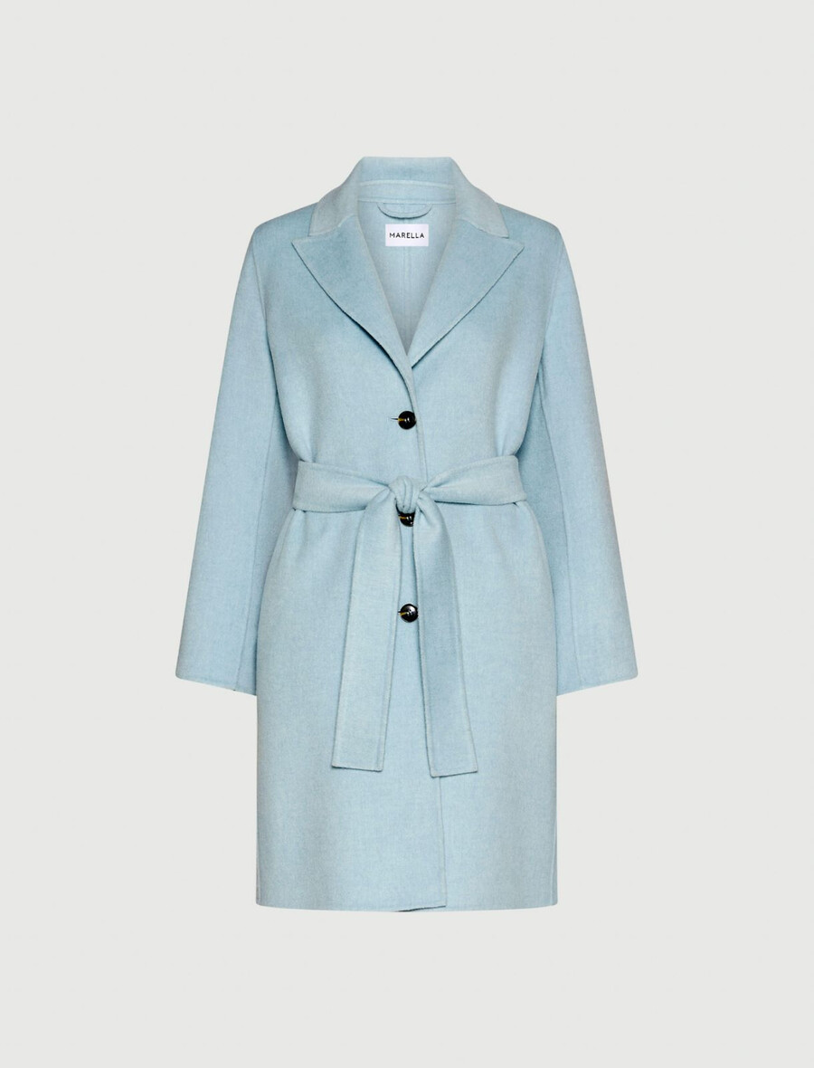 manteau en laine mélangée double face - bleu clair