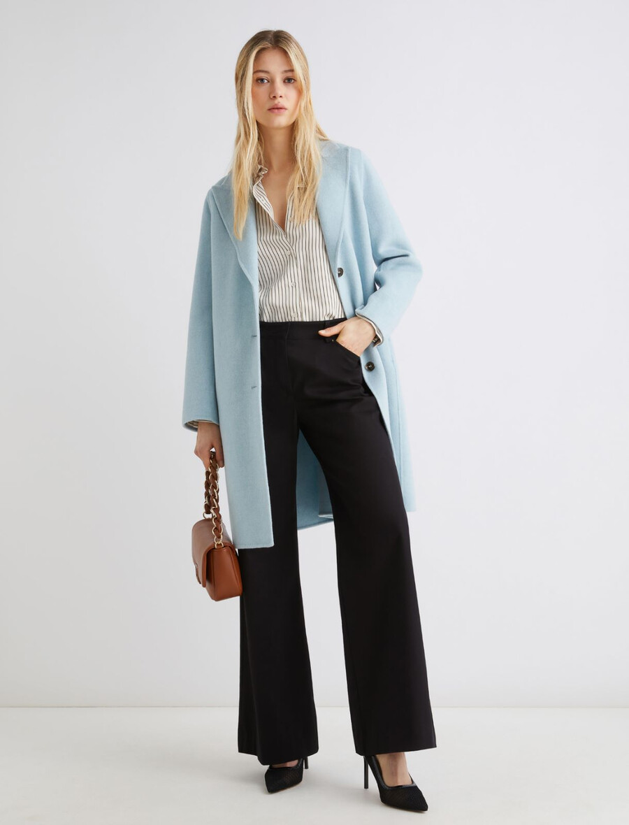 manteau en laine mélangée double face - bleu clair