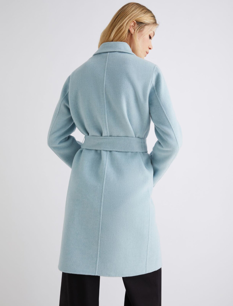 manteau en laine mélangée double face - bleu clair