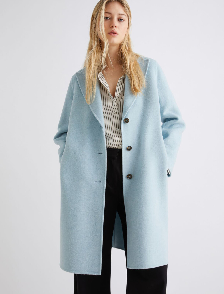 manteau en laine mélangée double face - bleu clair