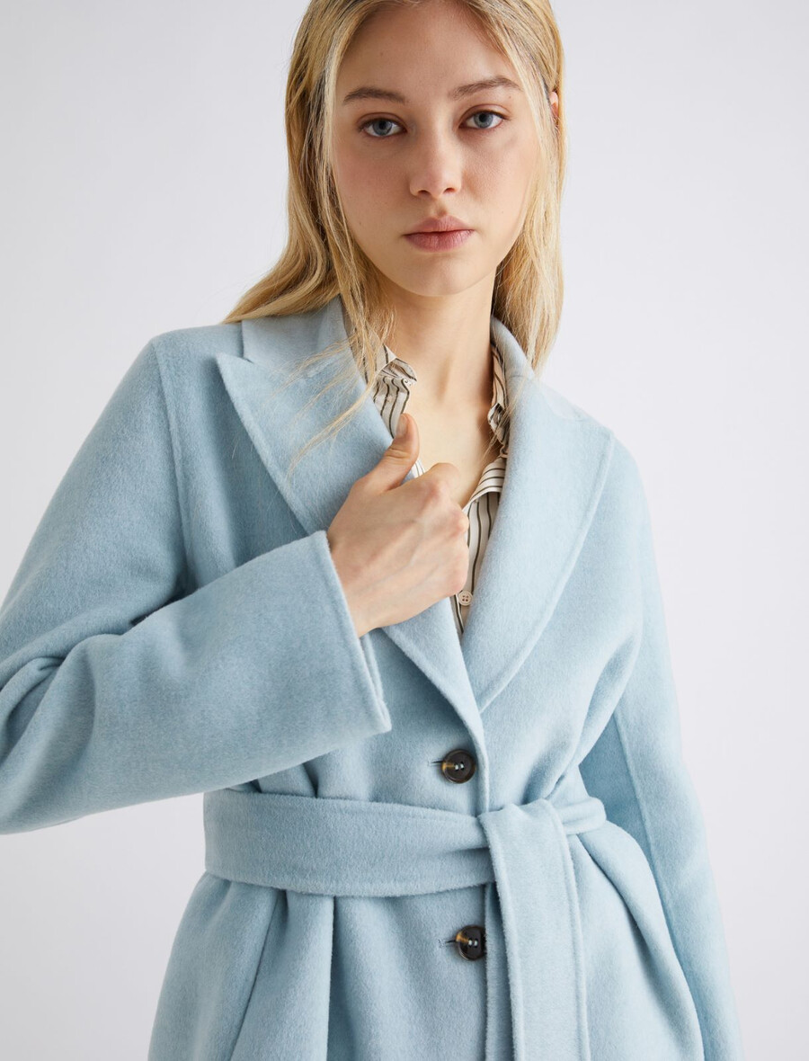 manteau en laine mélangée double face - bleu clair