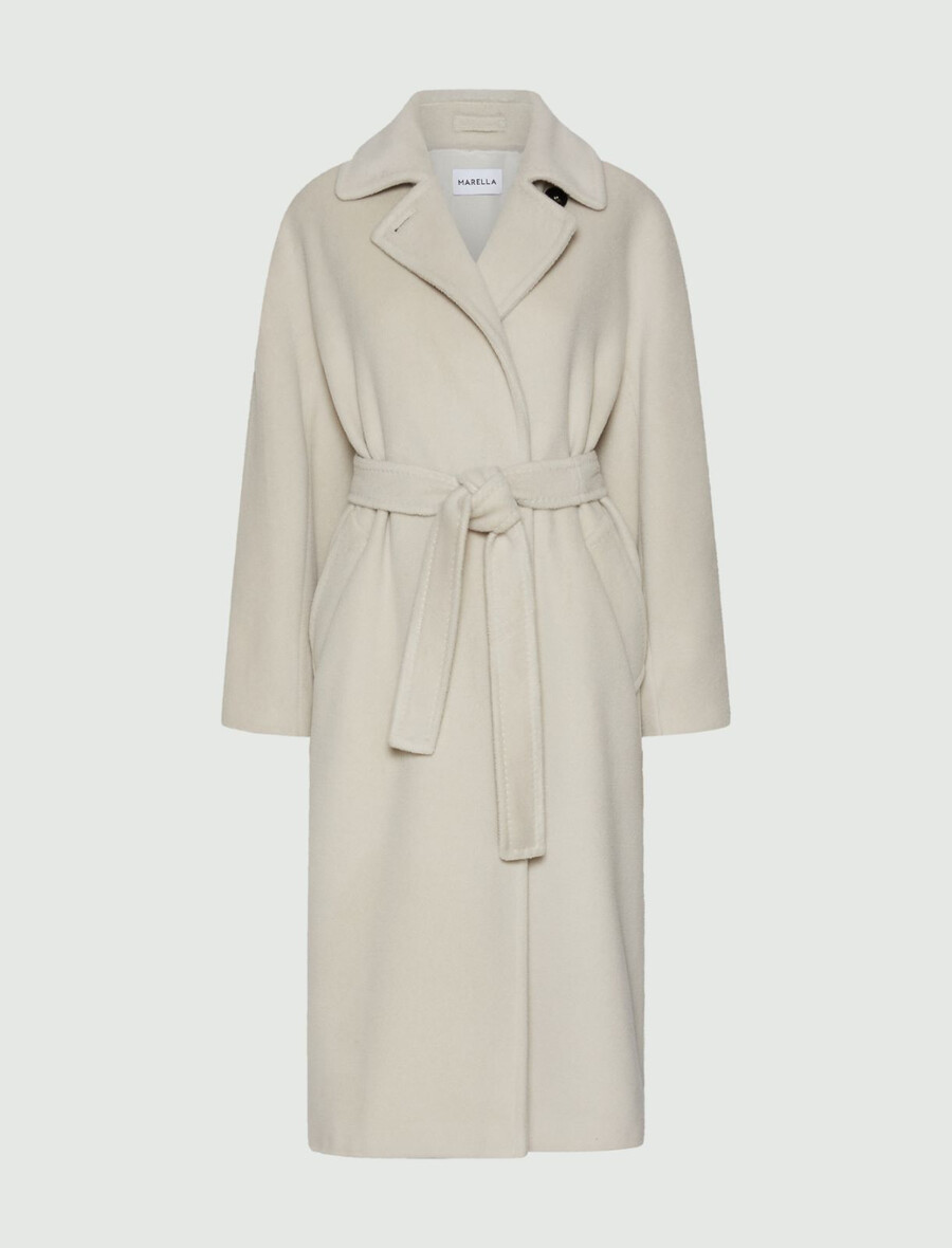 manteau croisé en toile de castor - gris perle