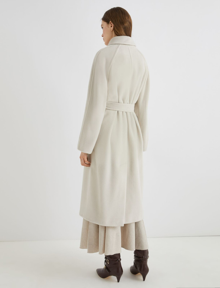 manteau croisé en toile de castor - gris perle