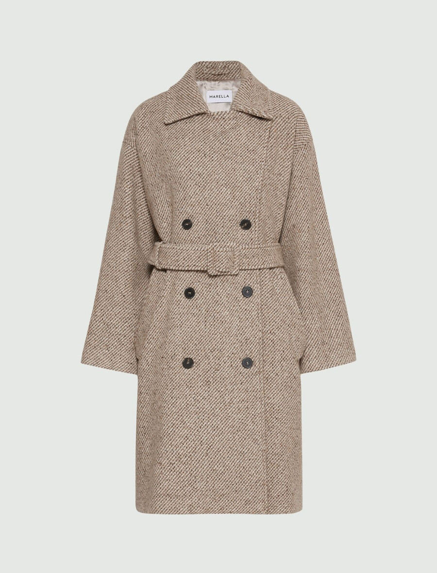 manteau en alpaga à double boutonnage - naturel