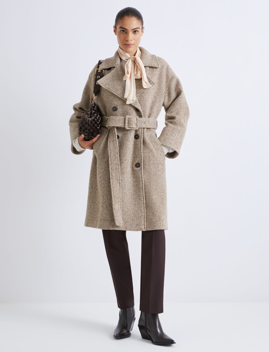 manteau en alpaga à double boutonnage - naturel