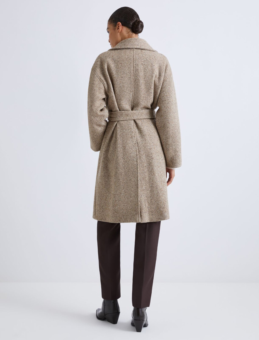 manteau en alpaga à double boutonnage - naturel