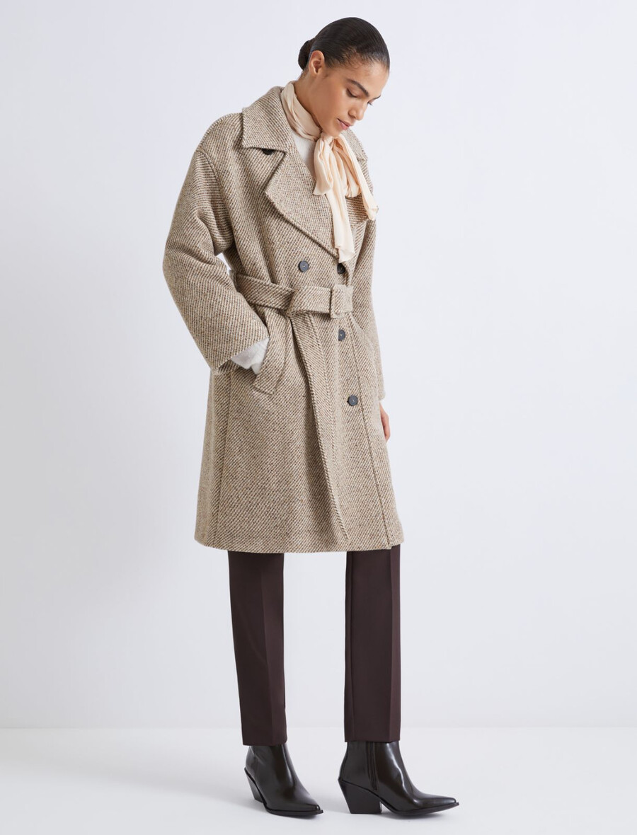 manteau en alpaga à double boutonnage - naturel