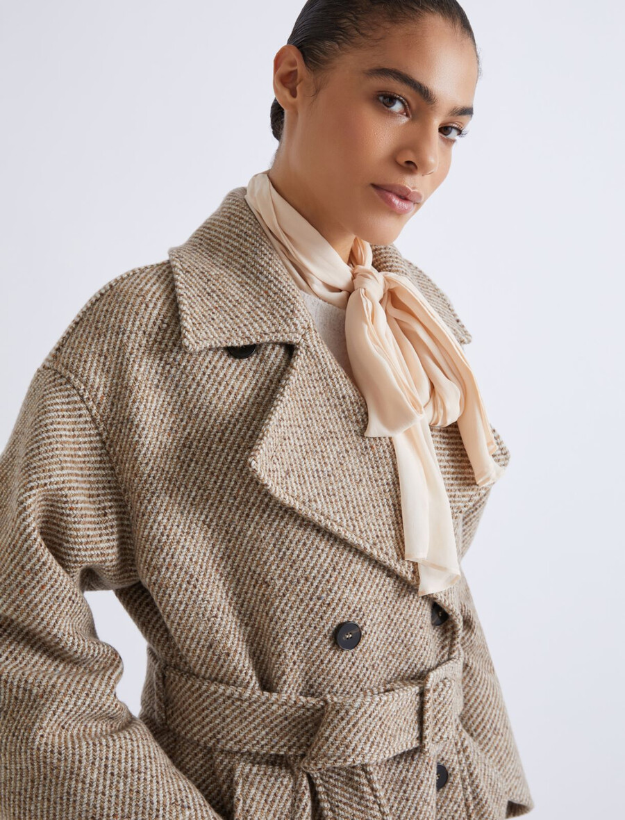 manteau en alpaga à double boutonnage - naturel