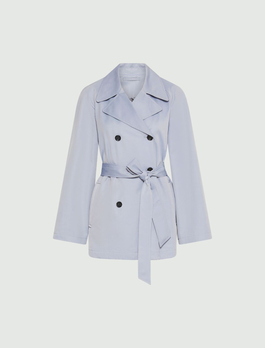 trench-coat en coton technique - bleu clair