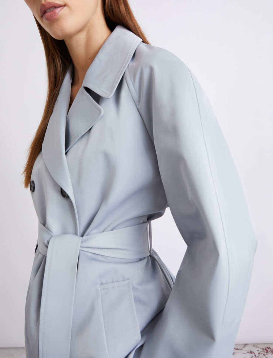 trench-coat en coton technique - bleu clair