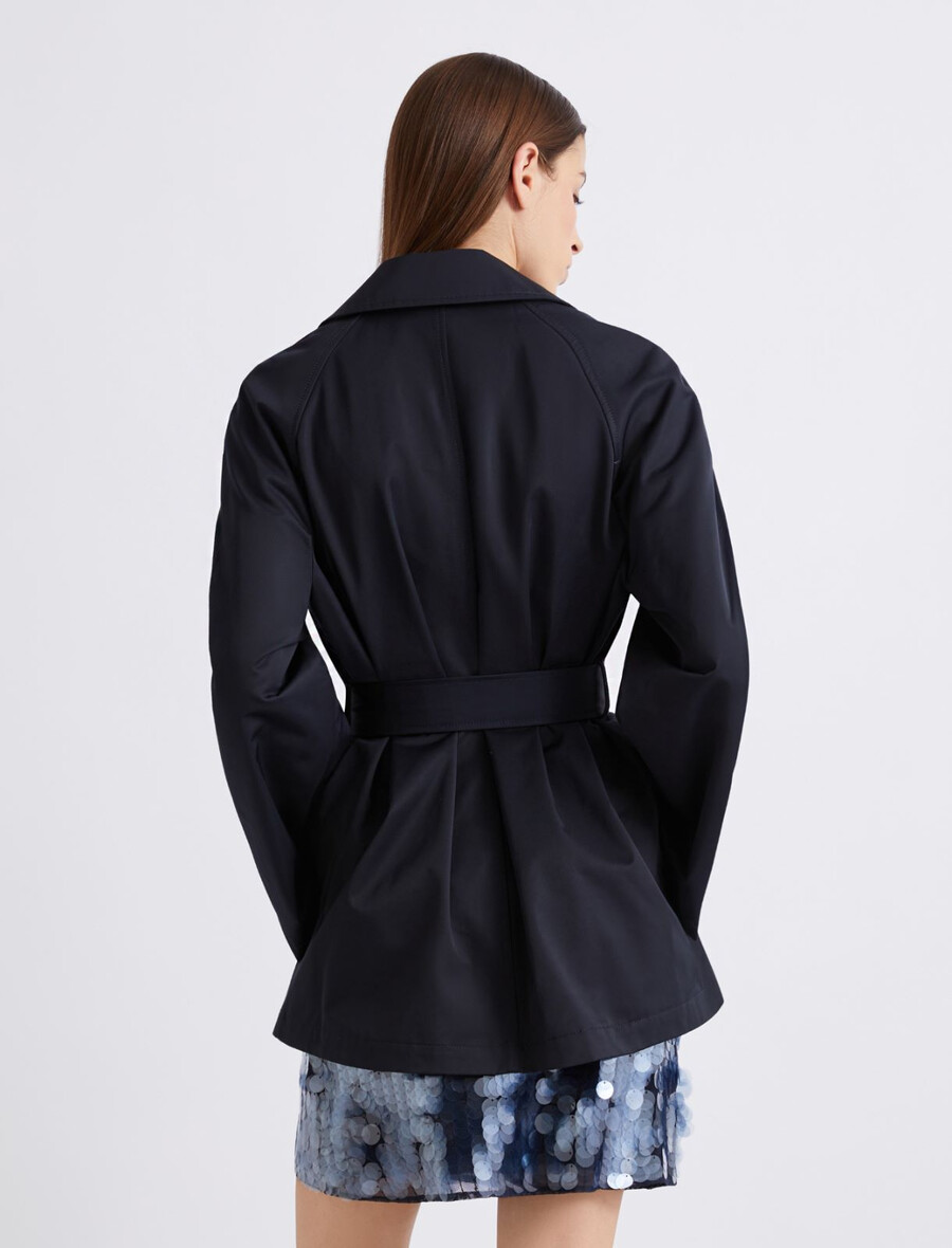 trench-coat en coton technique - marine