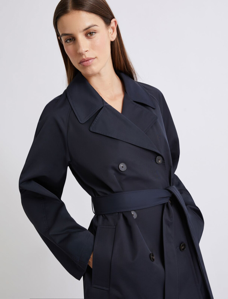 trench-coat en coton technique - marine