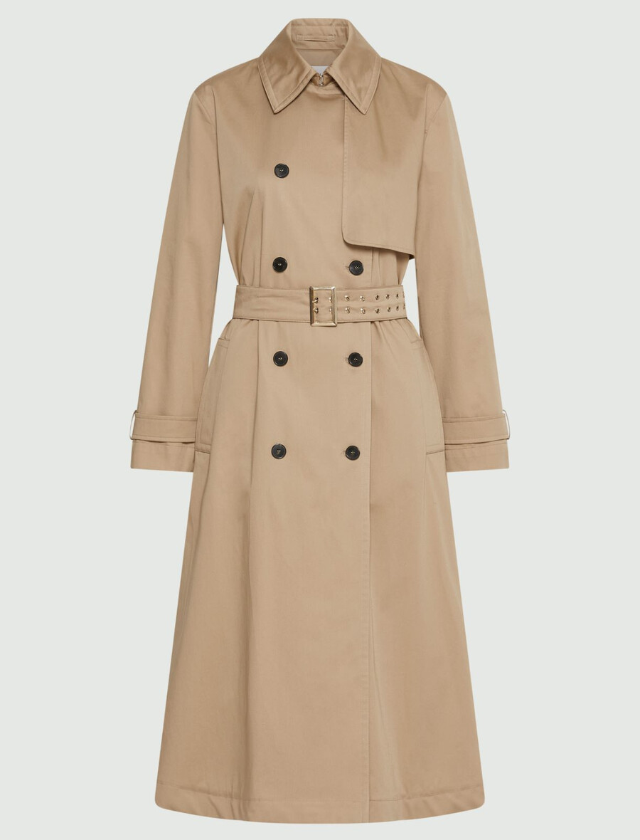 trench-coat en satin de coton - naturel