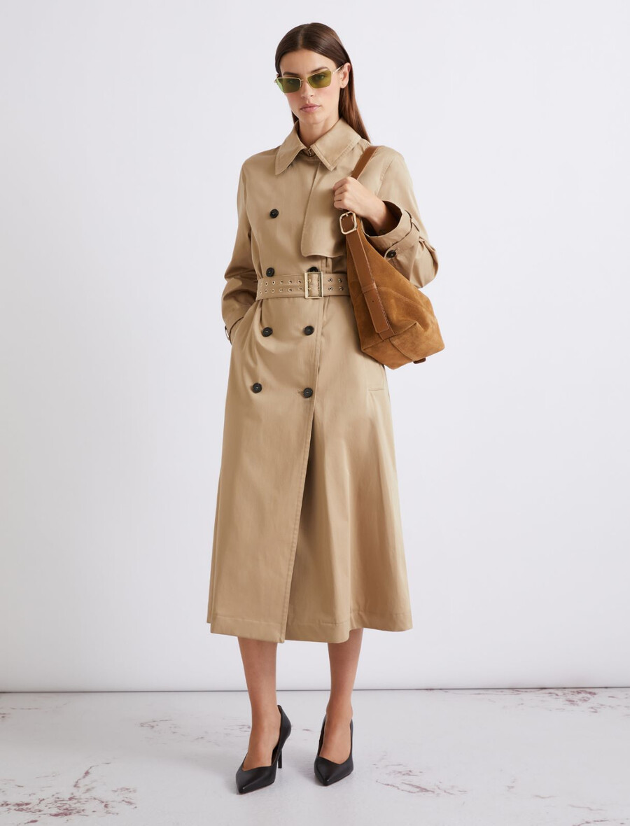 trench-coat en satin de coton - naturel