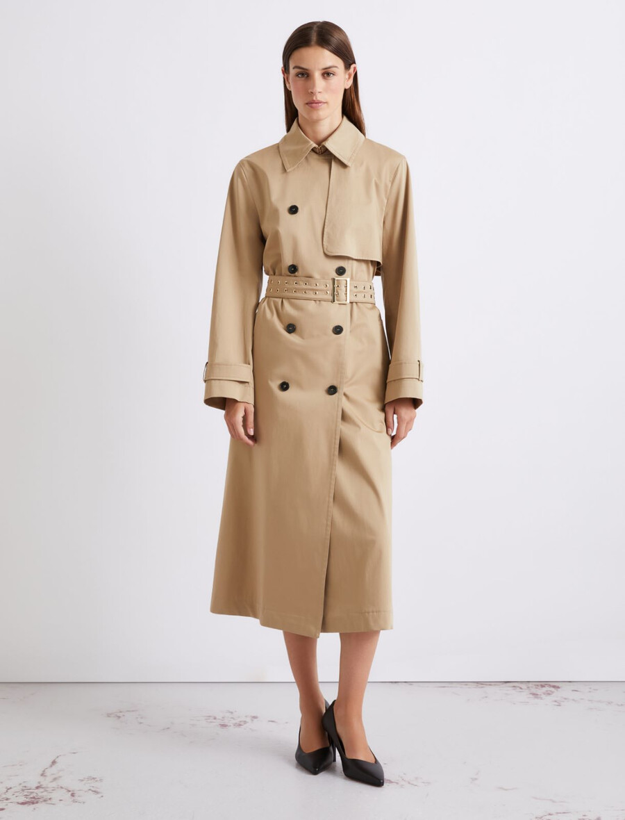 trench-coat en satin de coton - naturel