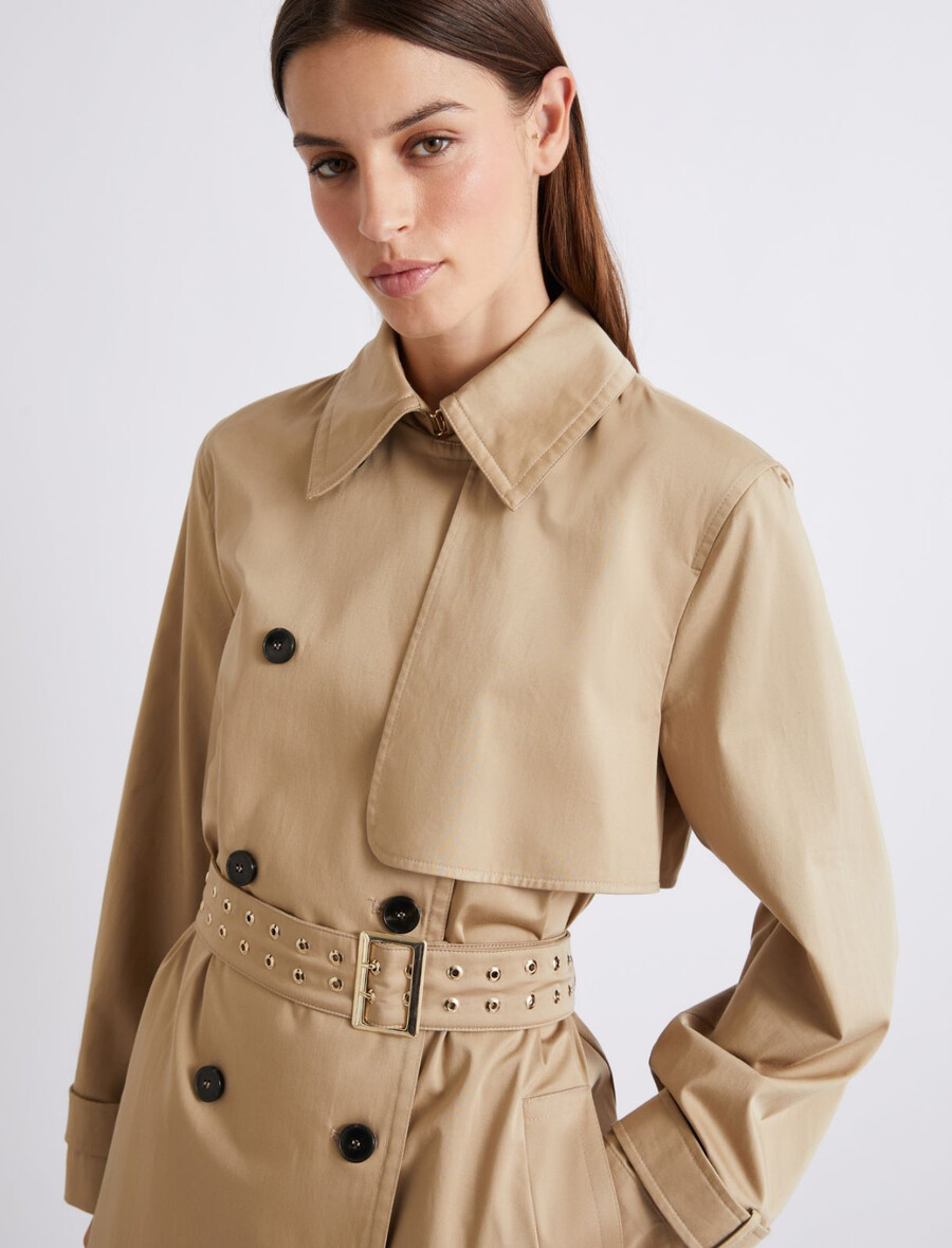 trench-coat en satin de coton - naturel