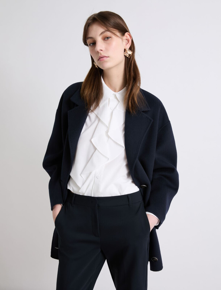 manteau oversize en double tissu - marine