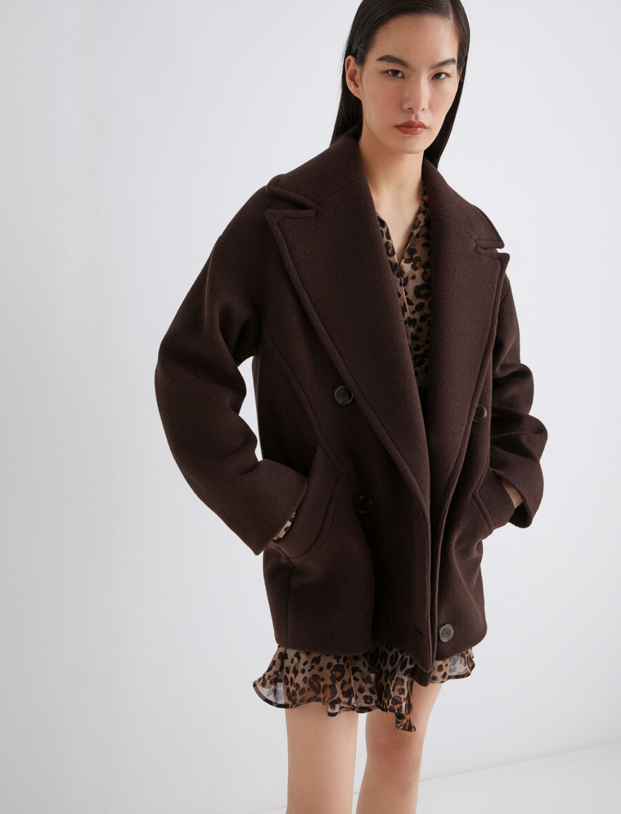 veste épaisse en laine mélangée - poivre