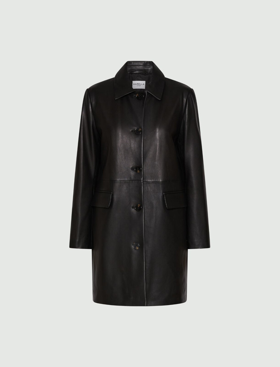 manteau en cuir - noir