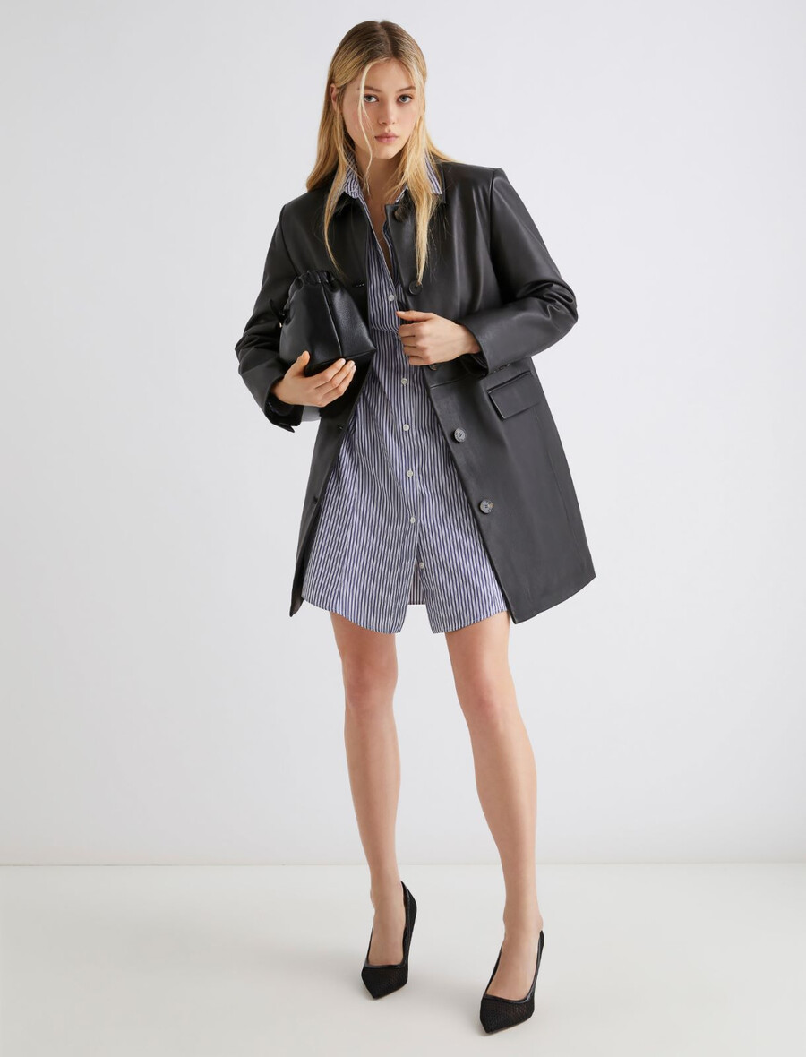 manteau en cuir - noir