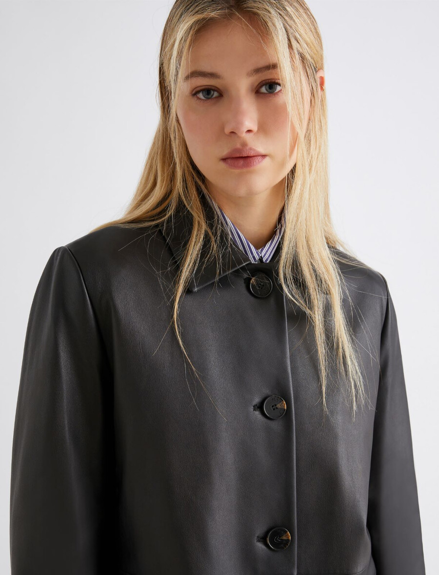 manteau en cuir - noir