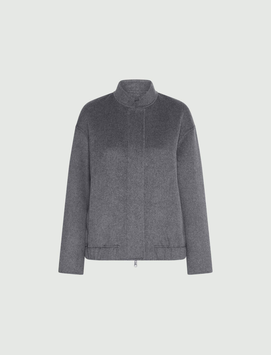 blouson aviateur en laine mélangée - gris moyen