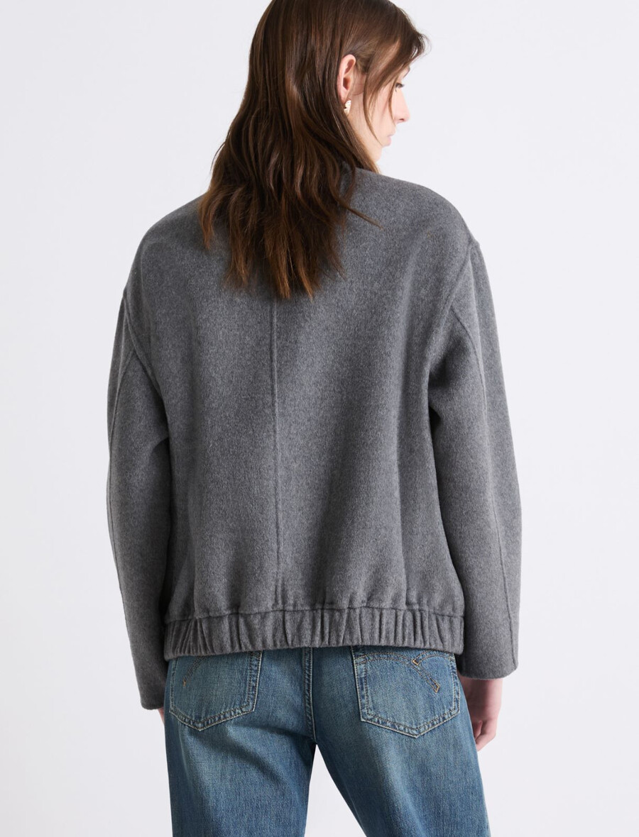 blouson aviateur en laine mélangée - gris moyen