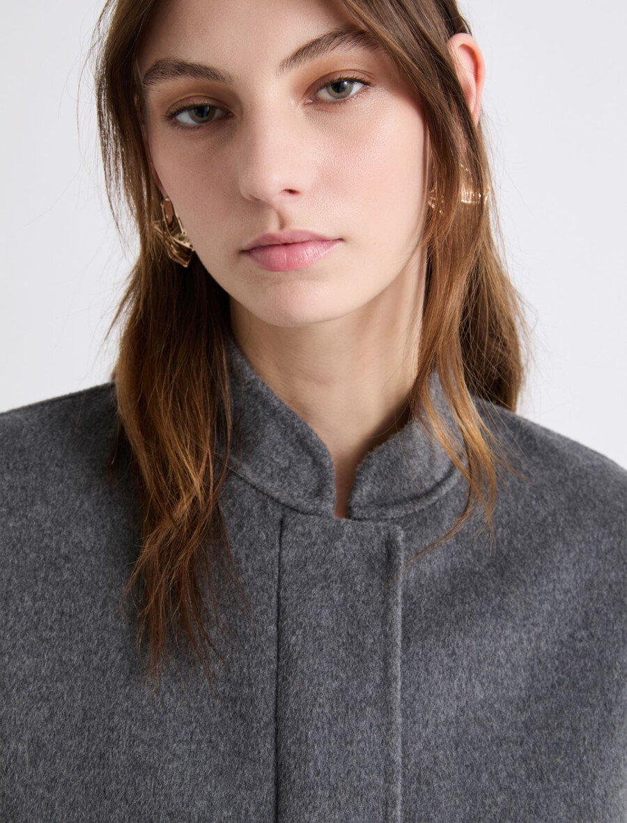 blouson aviateur en laine mélangée - gris moyen