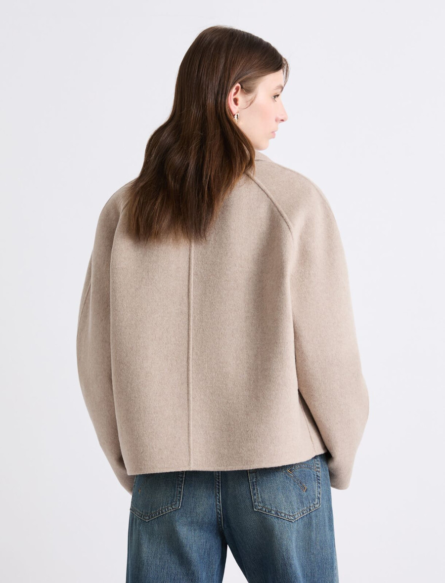 trench-coat court en double tissu - crÈme