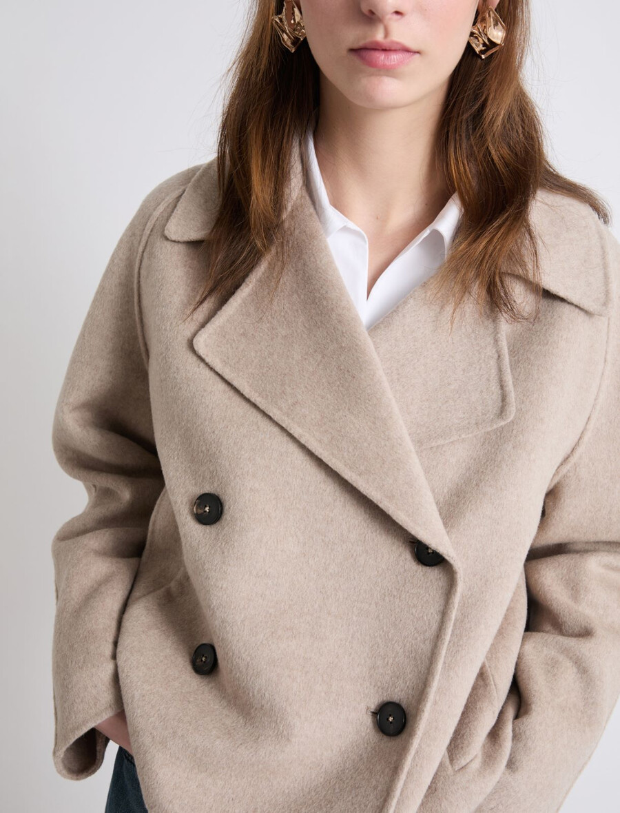 trench-coat court en double tissu - crÈme