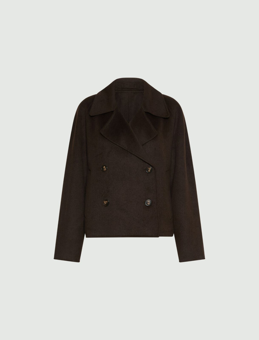 trench-coat court en double tissu - marron foncÉ