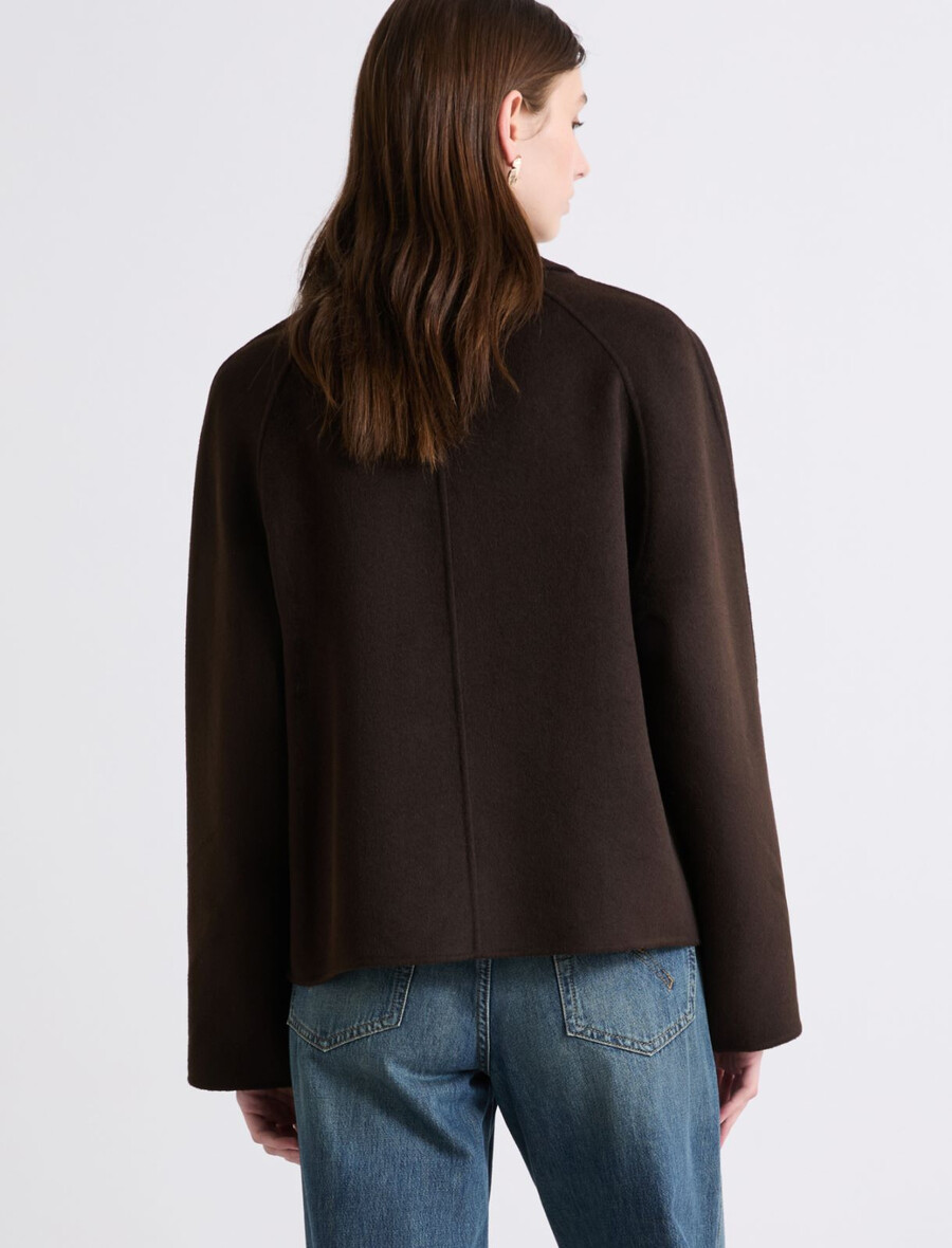 trench-coat court en double tissu - marron foncÉ