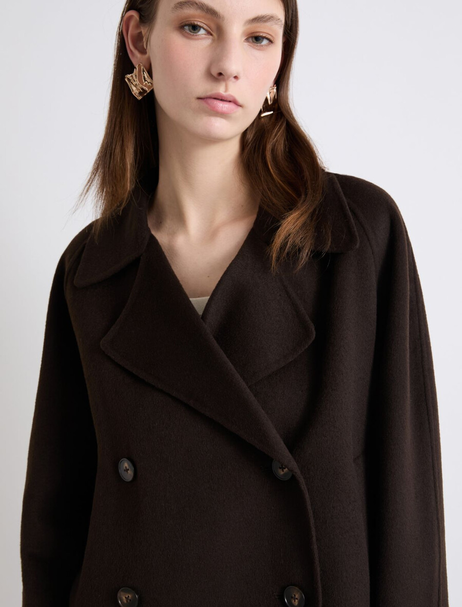trench-coat court en double tissu - marron foncÉ