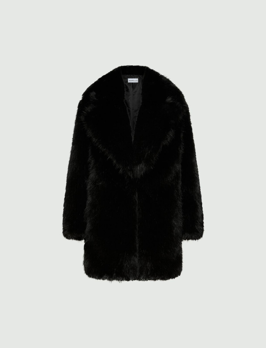 veste oversize en maille duveteuse - noire