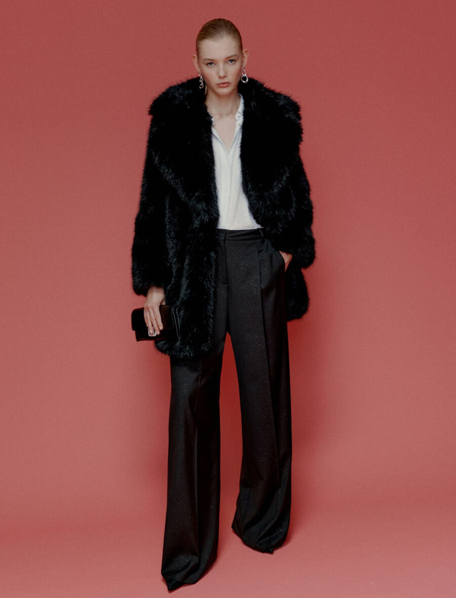 veste oversize en maille duveteuse - noire