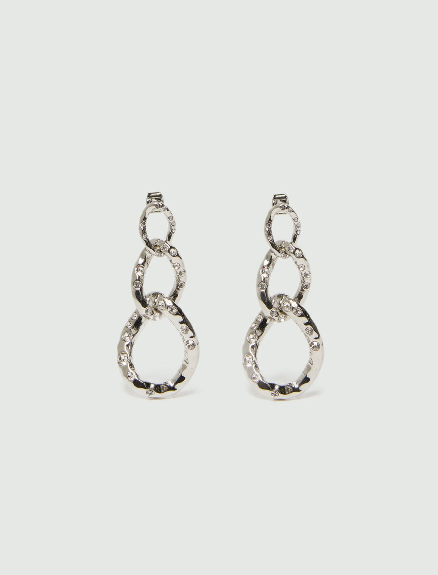 boucles doreilles pendantes en micro-strass - cristal