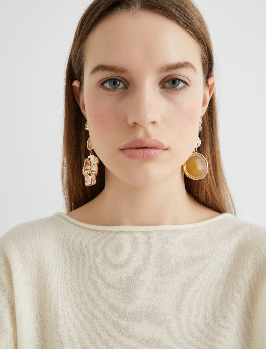 boucles doreilles en pierre - or