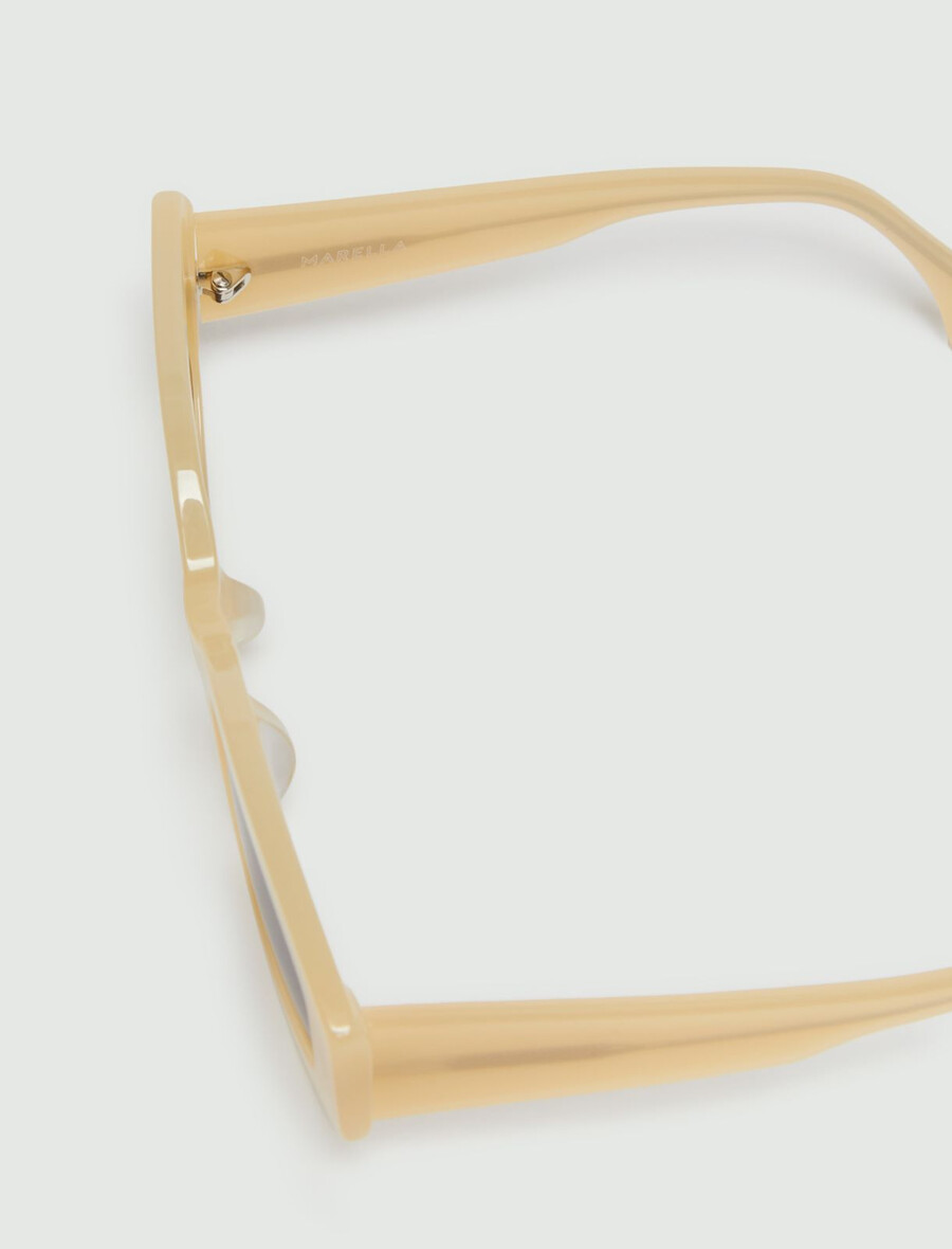 lunettes de soleil géométriques - crème