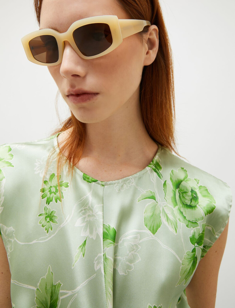 lunettes de soleil géométriques - crème