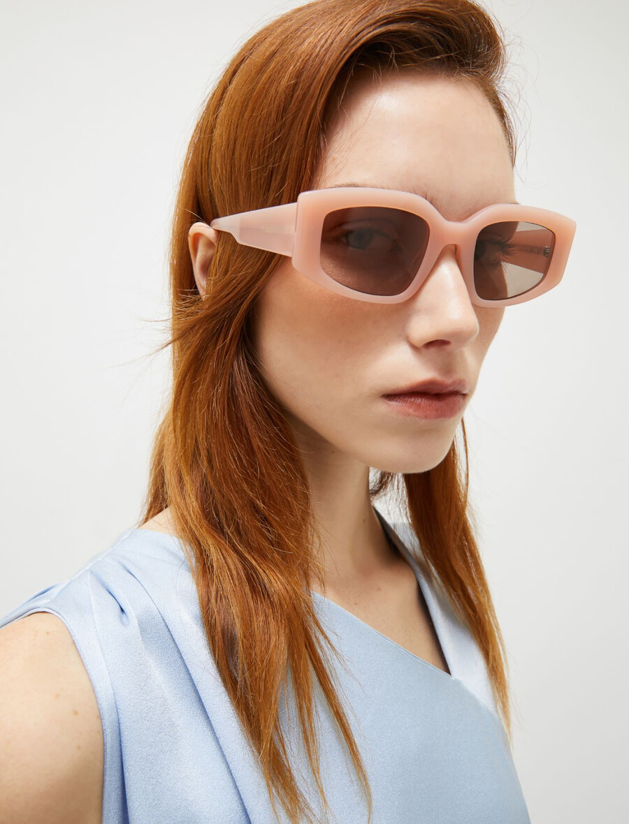lunettes de soleil géométriques - roses