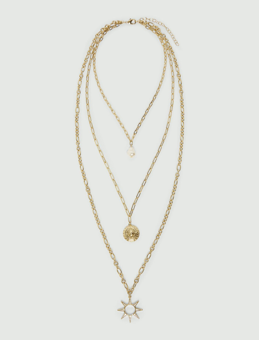 collier triple pendentif - or