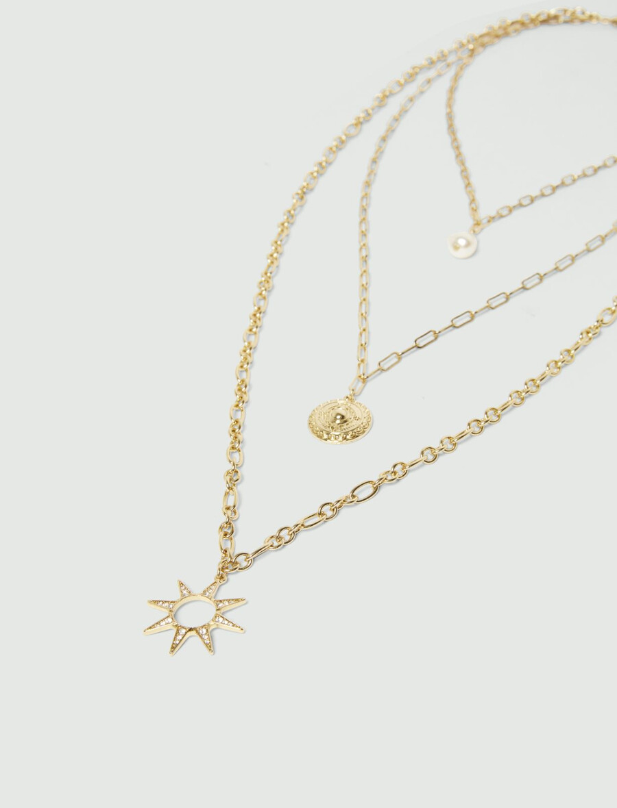 collier triple pendentif - or