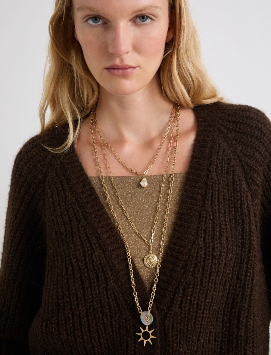 collier triple pendentif - or